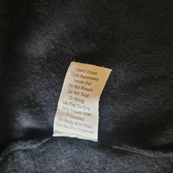 CAbi 172 Black Fringe Tuxedo Cardigan M Cotton Cashmere Quietlux Layering Piece - Picture 9 of 9